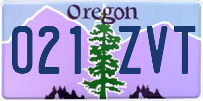 OR license plate 021ZVT