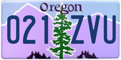 OR license plate 021ZVU