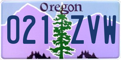 OR license plate 021ZVW