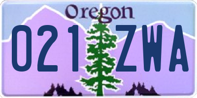 OR license plate 021ZWA