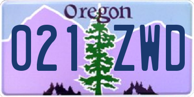 OR license plate 021ZWD