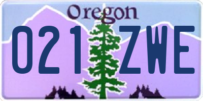 OR license plate 021ZWE