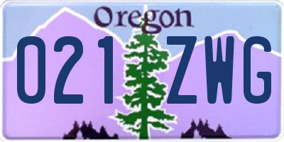 OR license plate 021ZWG