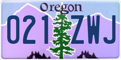 OR license plate 021ZWJ