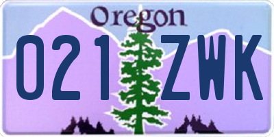 OR license plate 021ZWK