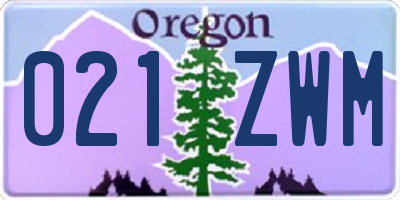 OR license plate 021ZWM