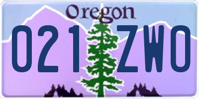 OR license plate 021ZWO