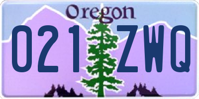 OR license plate 021ZWQ