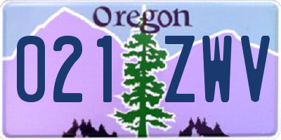 OR license plate 021ZWV