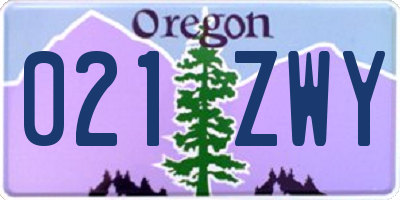 OR license plate 021ZWY