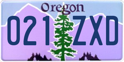 OR license plate 021ZXD