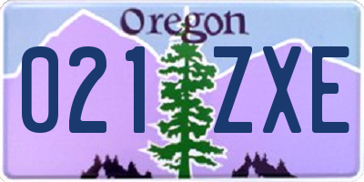 OR license plate 021ZXE