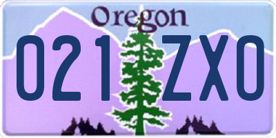 OR license plate 021ZXO