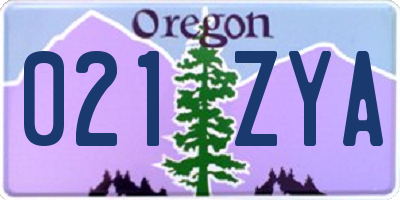 OR license plate 021ZYA