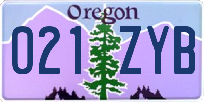 OR license plate 021ZYB