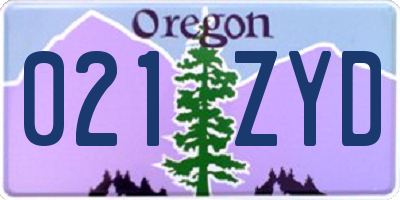 OR license plate 021ZYD