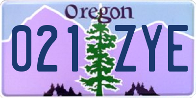 OR license plate 021ZYE