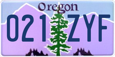 OR license plate 021ZYF