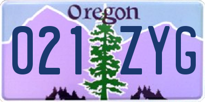 OR license plate 021ZYG