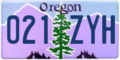 OR license plate 021ZYH