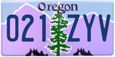 OR license plate 021ZYV
