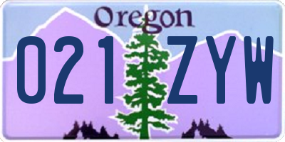 OR license plate 021ZYW