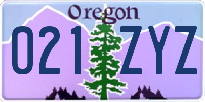 OR license plate 021ZYZ