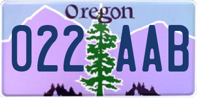 OR license plate 022AAB