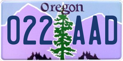 OR license plate 022AAD