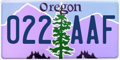 OR license plate 022AAF