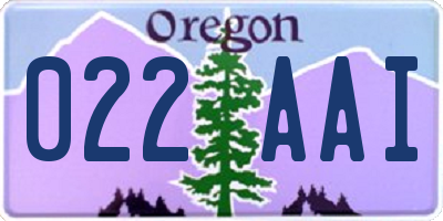 OR license plate 022AAI