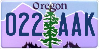 OR license plate 022AAK