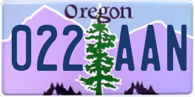 OR license plate 022AAN