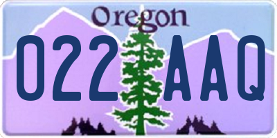 OR license plate 022AAQ
