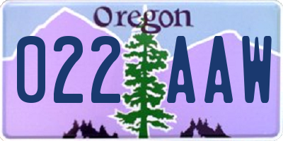 OR license plate 022AAW