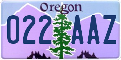 OR license plate 022AAZ