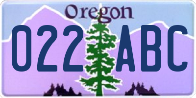 OR license plate 022ABC