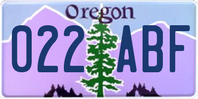 OR license plate 022ABF