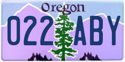 OR license plate 022ABY