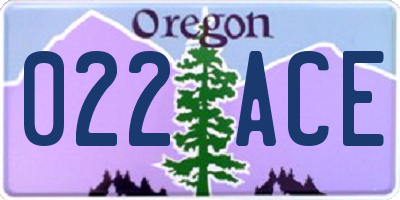OR license plate 022ACE