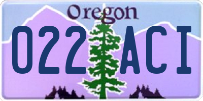 OR license plate 022ACI