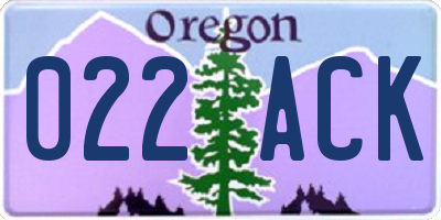 OR license plate 022ACK