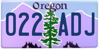OR license plate 022ADJ