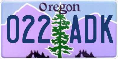 OR license plate 022ADK