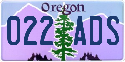 OR license plate 022ADS