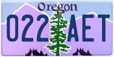 OR license plate 022AET