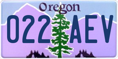 OR license plate 022AEV