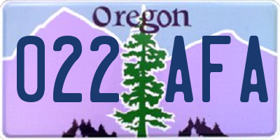 OR license plate 022AFA