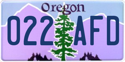 OR license plate 022AFD