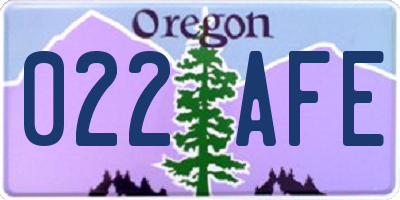 OR license plate 022AFE